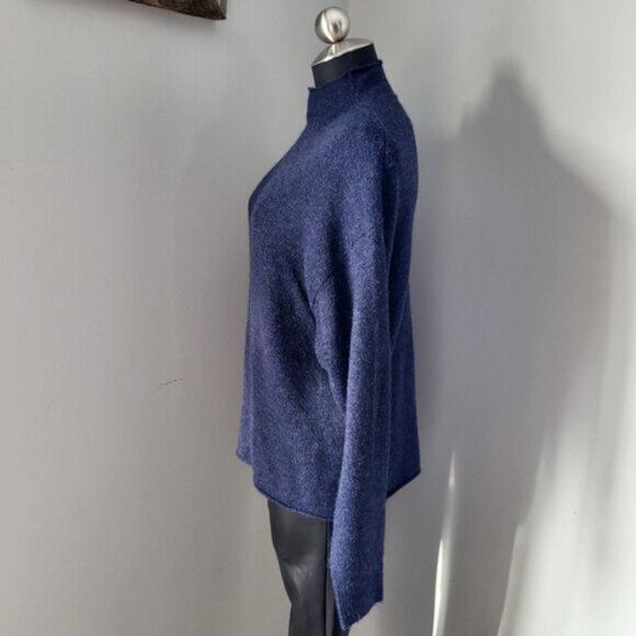 LeiTH Mock Neck Oversized Sweater Blue Sz XS - Picture 6 of 16